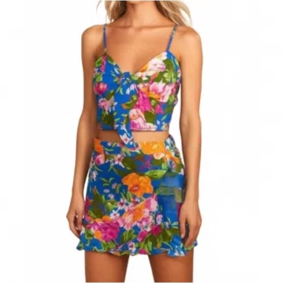 Lottie & Holly Pants - Floral Blue Women's Skort and Top - Size Medium - NWT